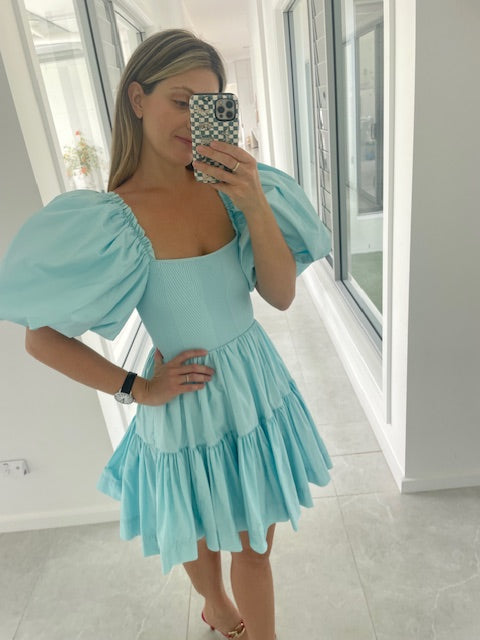 smokey blue prom dress Aje Ney Diamond Cut Out Mini Dress