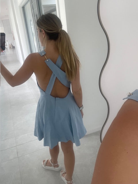 Aje - Liberty Asymmetric Mini Dress - Blue - 10 Seagull Clothing - Australian made slow fashion for women Aje - Liberty Asymmetric Mini Dress - Blue - 10 Seagull Clothing - Australian made slow fashion for women
